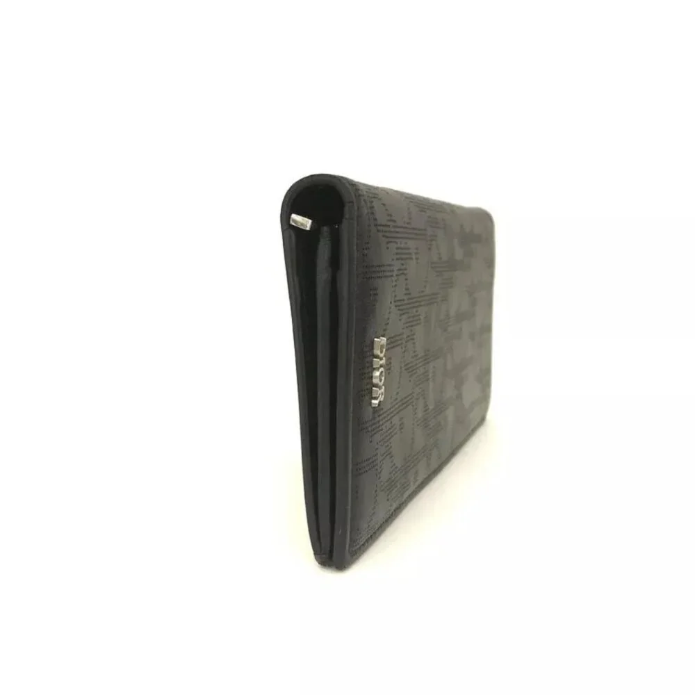 $1495 Authentic DIOR by CHRISTIAN DIOR Made in ITALY Unisex Black Leather Wallet